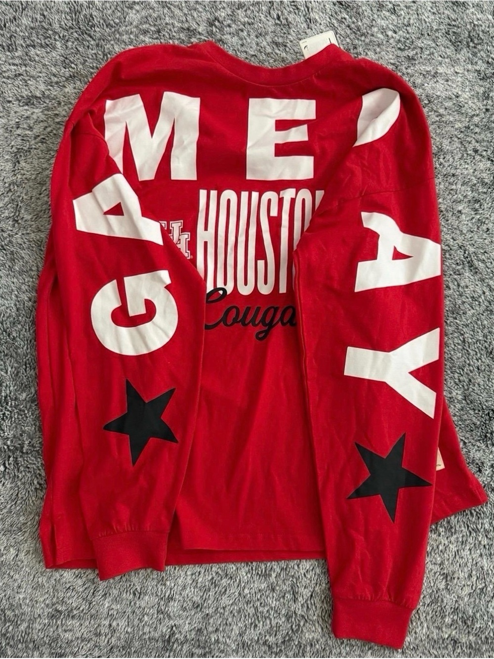 Men’s University of Houston Pressbox Tee, Long Sleeve, Red, Heavyweight, NWT